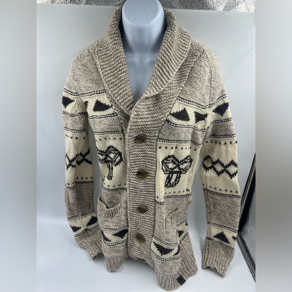 Tna Sweater Wool Button Up Woman Size Med Browns